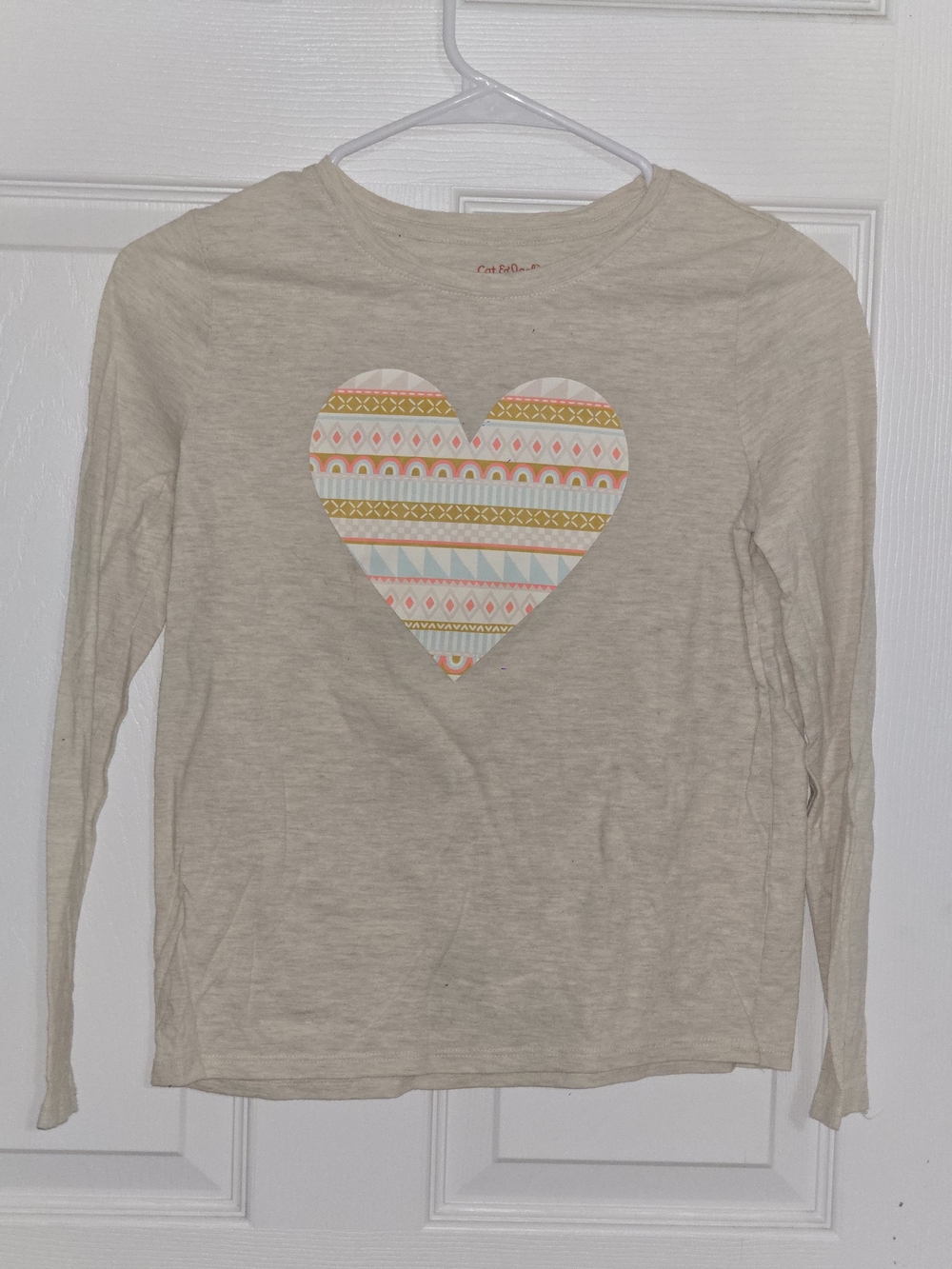 Cat & Jack Cream Long-Sleeve Top with Patterned Heart